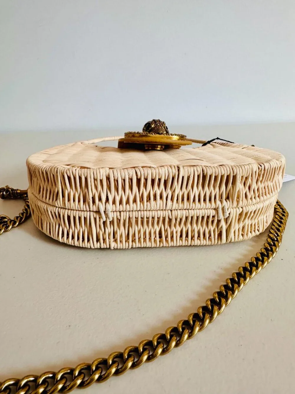 KURT GEIGER LONDON 2-WAY CHELSEA RATTAN WICKER BASKET HOBO CROSSBODY BAG $276
